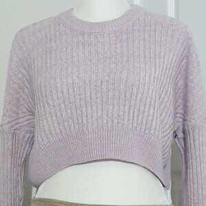 Urban Outfitters Big Sur Sweater Size XS Lavender Ribbed Crop Drop Shoulder